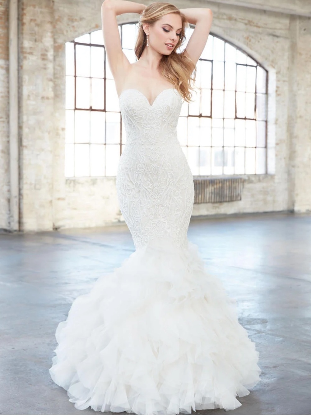Madison James Elegant Mermaid Wedding Dress Champagne/Ivory